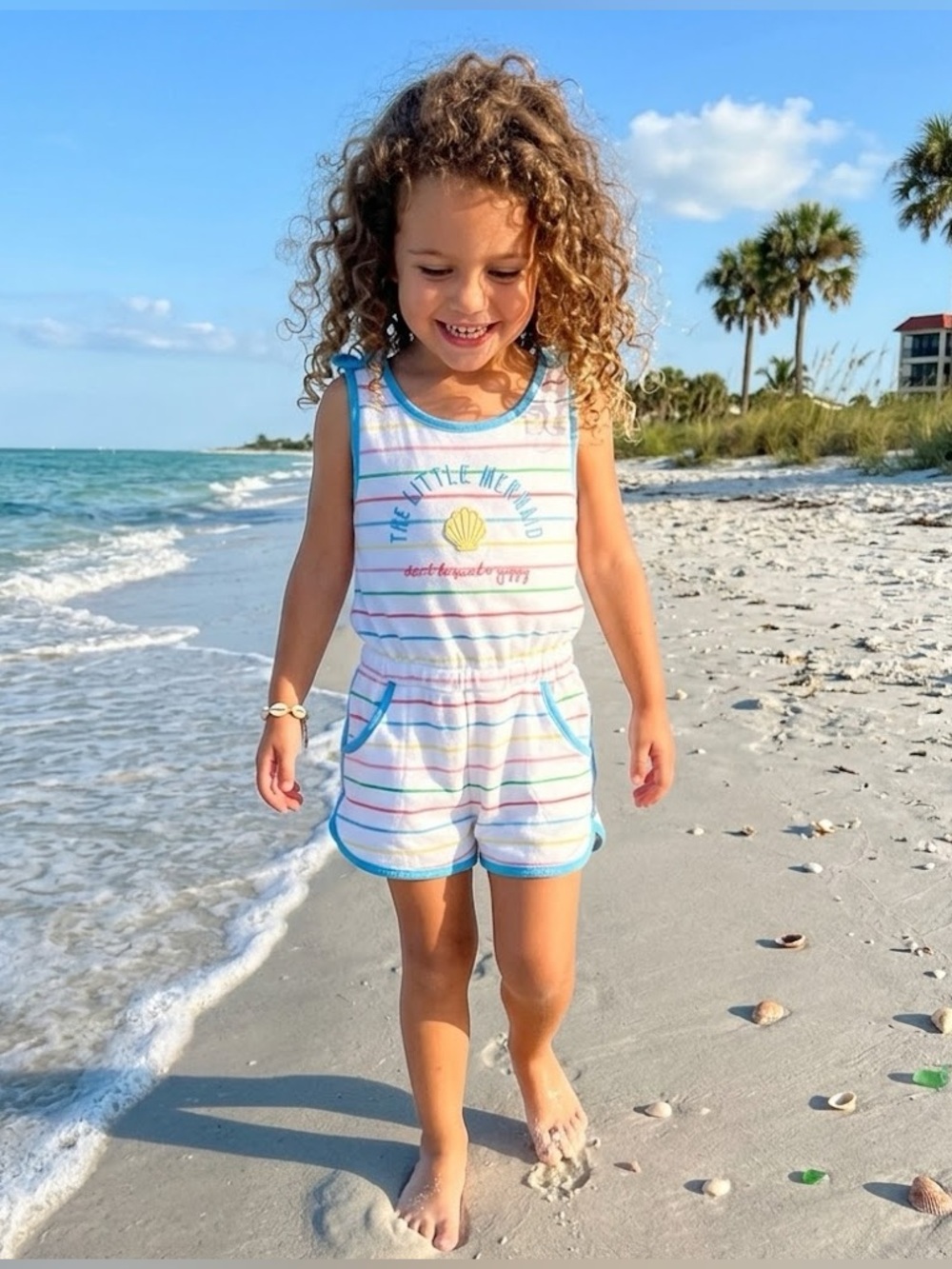 Disney Parks Girls Ariel Romper Size 7/8 EUC